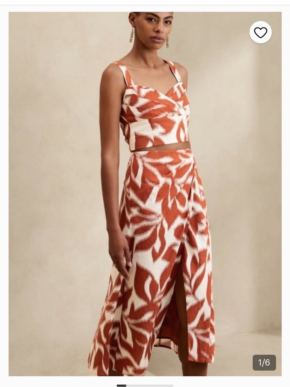 Banana Republic Rust Leaf Print Crop Top